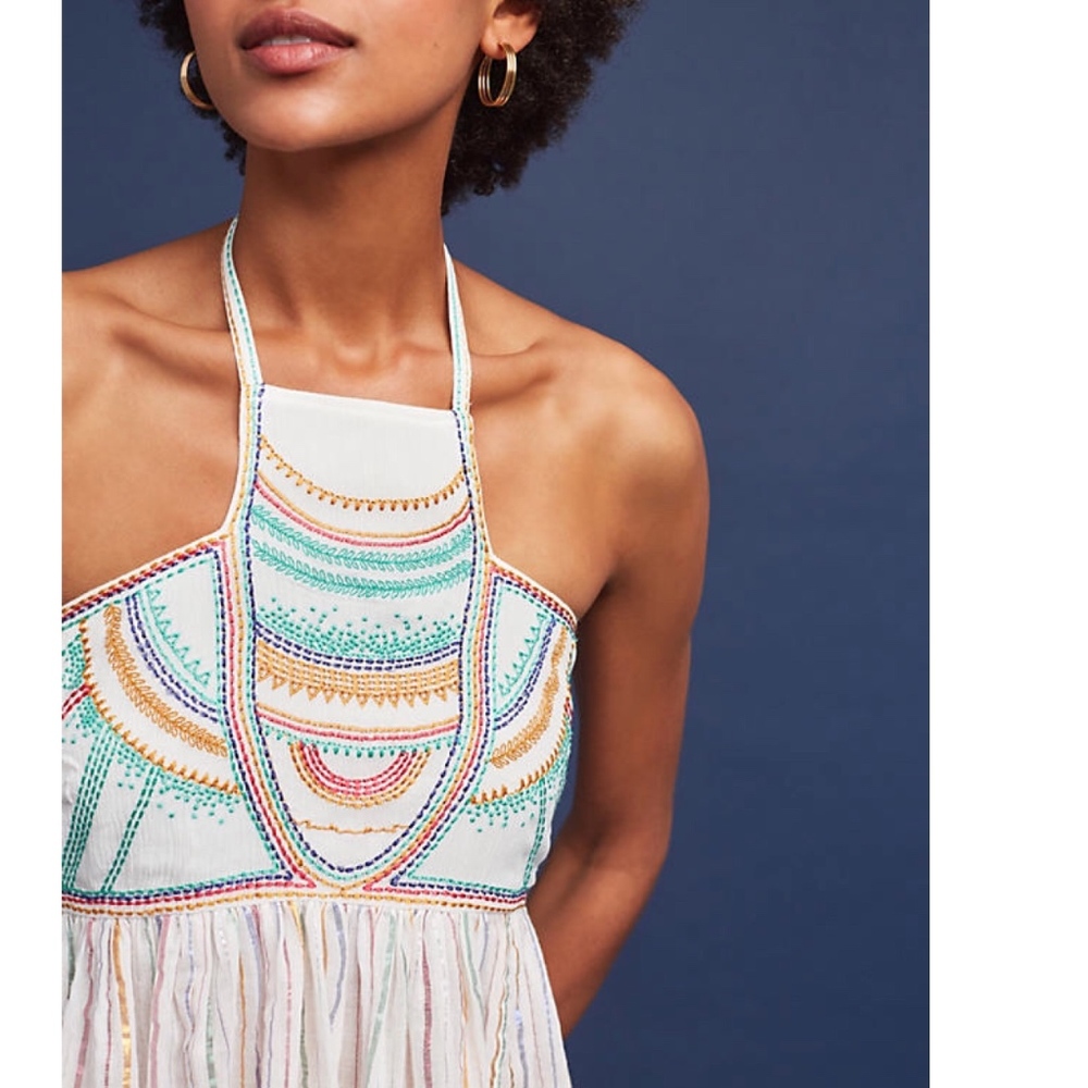 Anthropologie Floreat Itzel Embroidered Halter Top - Picture 2 of 7